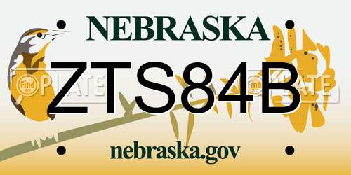 ZTS84B Nebraska License Plate