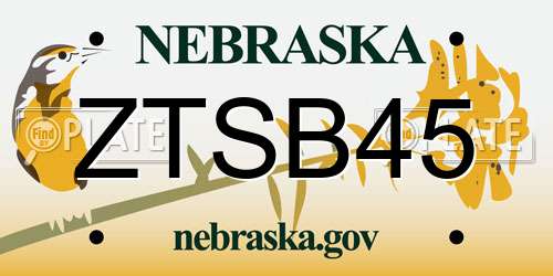 ZTSB45 Nebraska License Plate