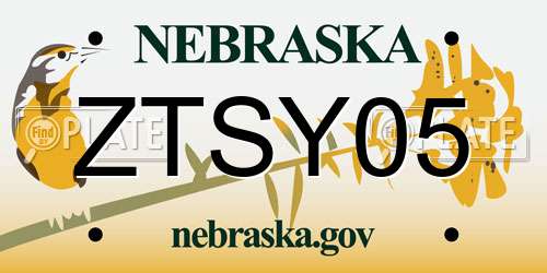 ZTSY05 Nebraska License Plate