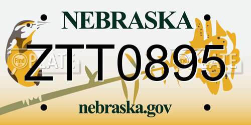 ZTT0895 Nebraska License Plate