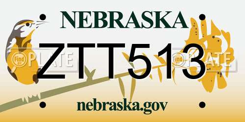 ZTT513 Nebraska License Plate
