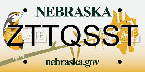 ZTTQSST Nebraska License Plate