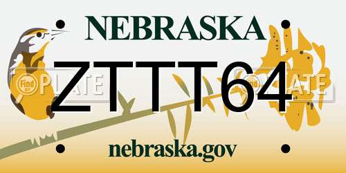 ZTTT64 Nebraska License Plate