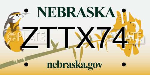 ZTTX74 Nebraska License Plate