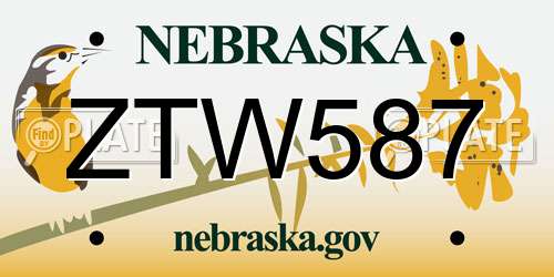 ZTW587 Nebraska License Plate