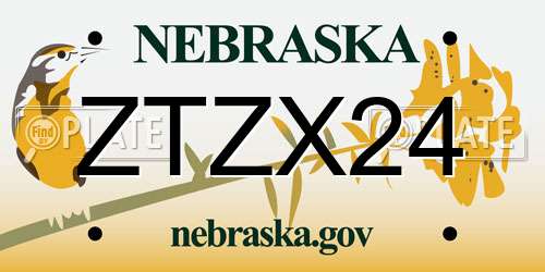 ZTZX24 Nebraska License Plate