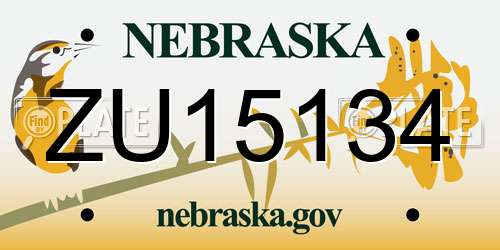 ZU15134 Nebraska License Plate