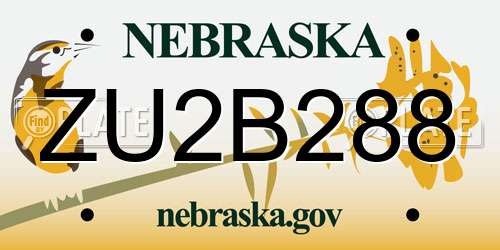 ZU2B288 Nebraska License Plate