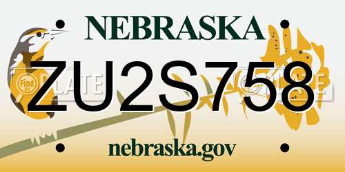 ZU2S758 Nebraska License Plate
