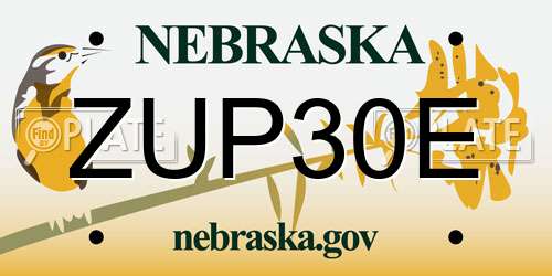 ZUP30E Nebraska License Plate