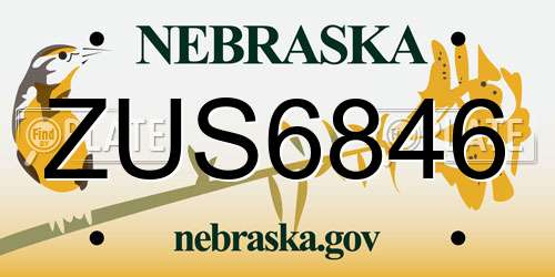 ZUS6846 Nebraska License Plate