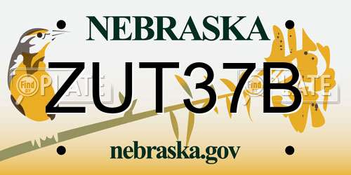 ZUT37B Nebraska License Plate