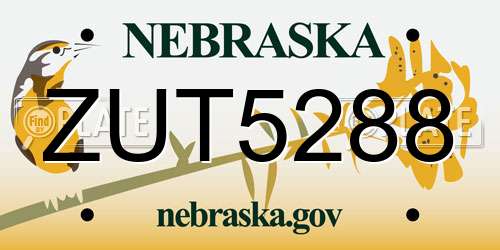 ZUT5288 Nebraska License Plate