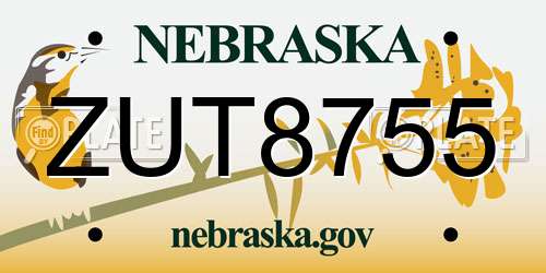 ZUT8755 Nebraska License Plate