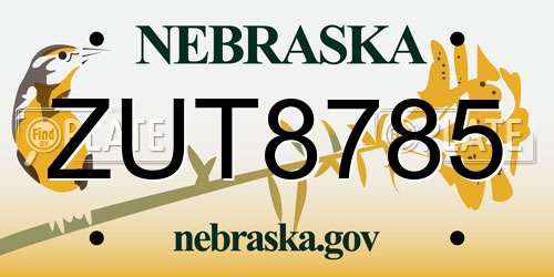 ZUT8785 Nebraska License Plate