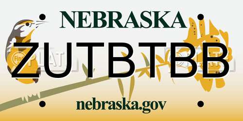 ZUTBTBB Nebraska License Plate