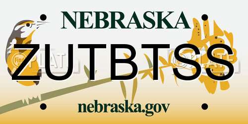 ZUTBTSS Nebraska License Plate