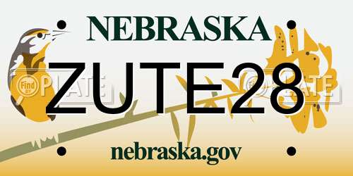 ZUTE28 Nebraska License Plate