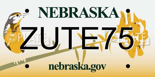 ZUTE75 Nebraska License Plate