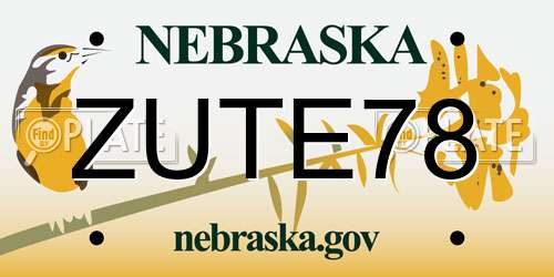 ZUTE78 Nebraska License Plate