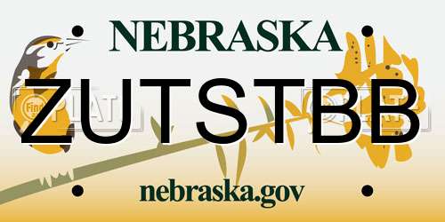 ZUTSTBB Nebraska License Plate