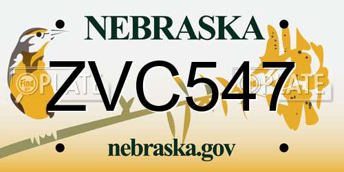 ZVC547 Nebraska License Plate
