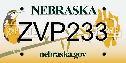 ZVP233 Nebraska License Plate