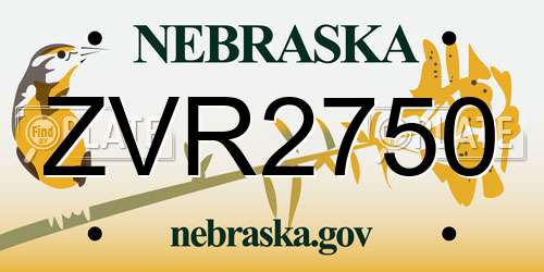 ZVR2750 Nebraska License Plate