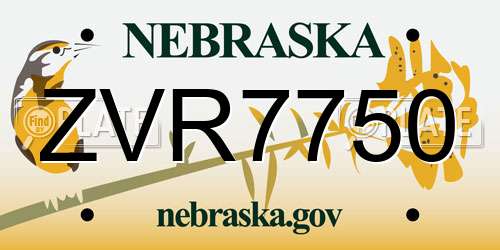 ZVR7750 Nebraska License Plate