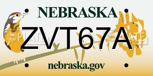ZVT67A Nebraska License Plate
