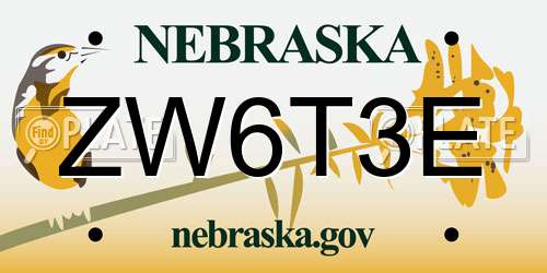 ZW6T3E Nebraska License Plate