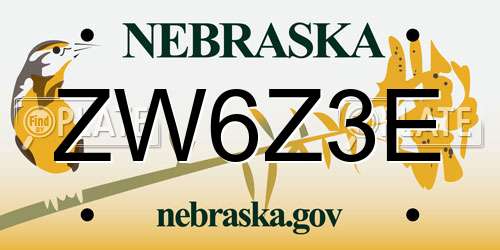ZW6Z3E Nebraska License Plate
