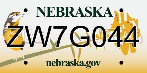 ZW7G044 Nebraska License Plate