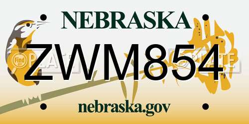 ZWM854 Nebraska License Plate