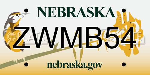 ZWMB54 Nebraska License Plate