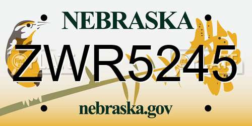 ZWR5245 Nebraska License Plate