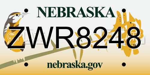 ZWR8248 Nebraska License Plate