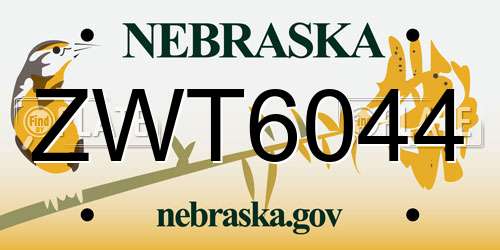 ZWT6044 Nebraska License Plate