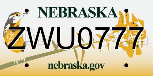 ZWU0777 Nebraska License Plate