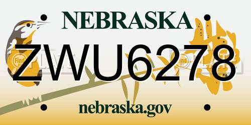 ZWU6278 Nebraska License Plate