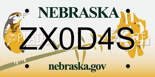 ZX0D4S Nebraska License Plate