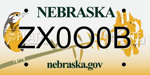 ZX0O0B Nebraska License Plate