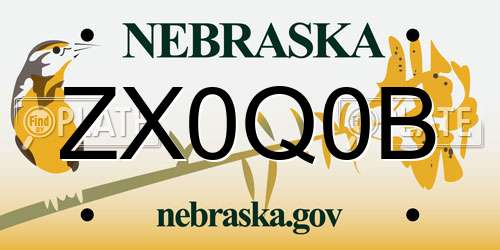 ZX0Q0B Nebraska License Plate