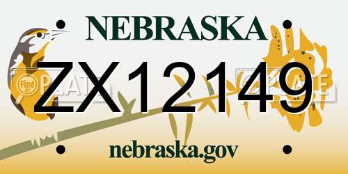 ZX12149 Nebraska License Plate