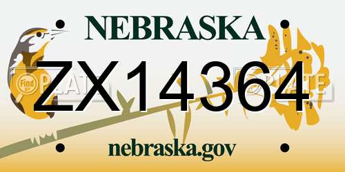 ZX14364 Nebraska License Plate