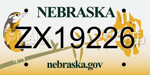 ZX19226 Nebraska License Plate