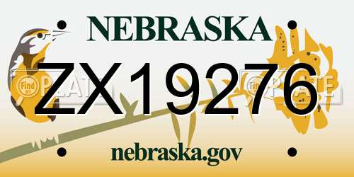 ZX19276 Nebraska License Plate