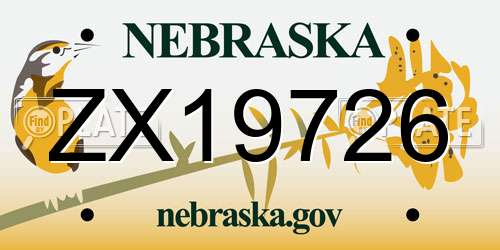 ZX19726 Nebraska License Plate
