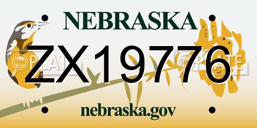 ZX19776 Nebraska License Plate