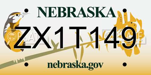 ZX1T149 Nebraska License Plate